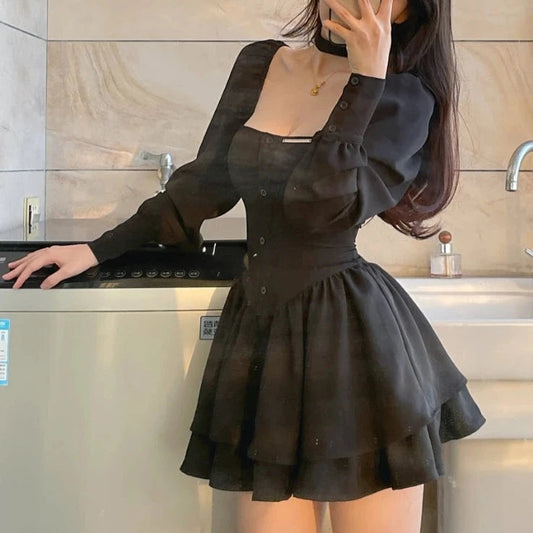 kawaiies-softtoys-plushies-kawaii-plush-Vintage Bodice Mini Dress Apparel Black S 