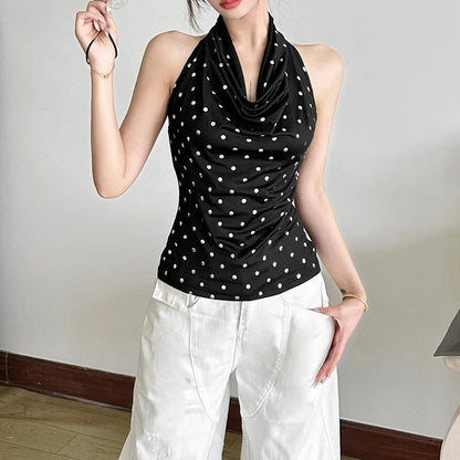 kawaiies-softtoys-plushies-kawaii-plush-Vintage Polka Dot Women's Halter Top Apparel L 