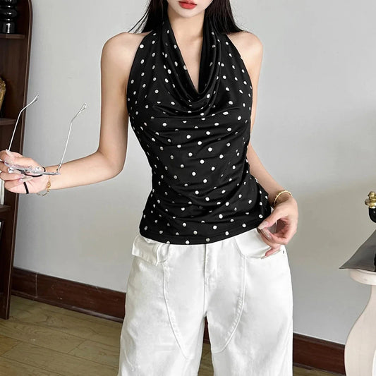 kawaiies-softtoys-plushies-kawaii-plush-Vintage Polka Dot Women's Halter Top Apparel M 