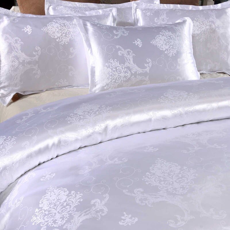 kawaiies-softtoys-plushies-kawaii-plush-Vintage White Cream Jacquard Bedding Set Luxury Bedding Sets 