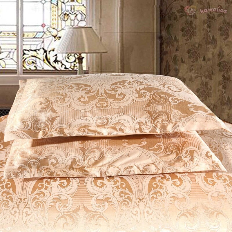 kawaiies-softtoys-plushies-kawaii-plush-Vintage White Cream Jacquard Bedding Set Luxury Bedding Sets 