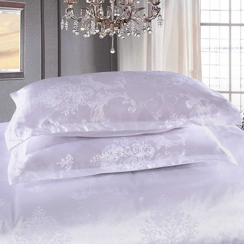 kawaiies-softtoys-plushies-kawaii-plush-Vintage White Cream Jacquard Bedding Set Luxury Bedding Sets 