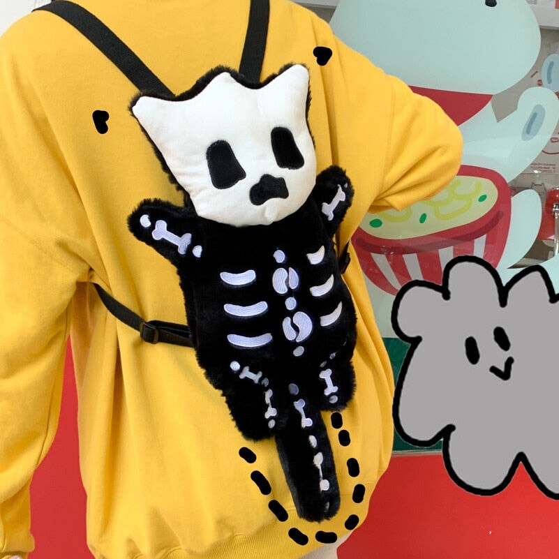 kawaiies-softtoys-plushies-kawaii-plush-Whisper the Mini Skeleton Plush Backpack Bags 