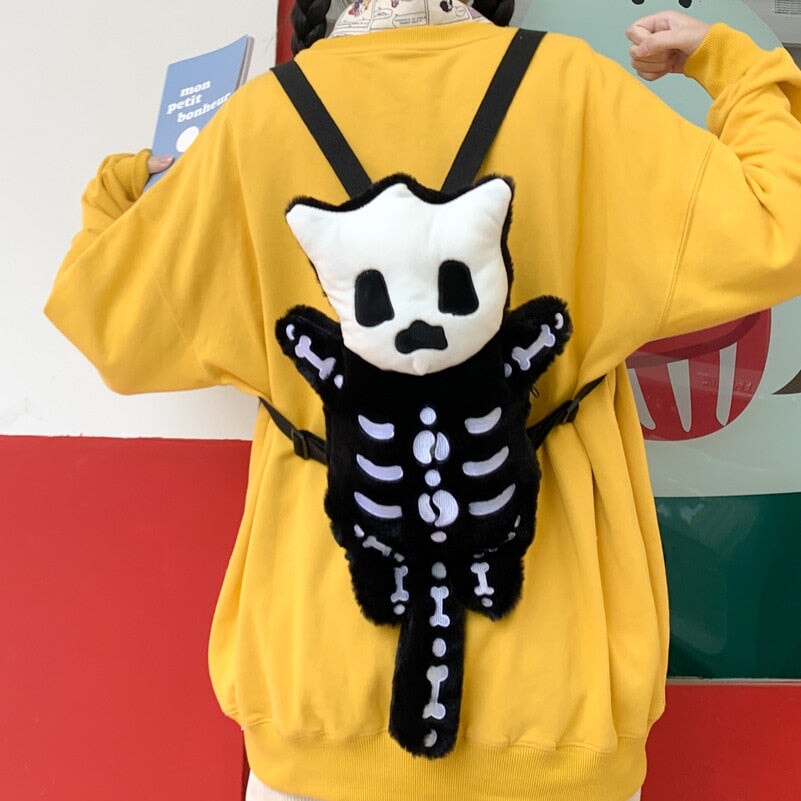 kawaiies-softtoys-plushies-kawaii-plush-Whisper the Mini Skeleton Plush Backpack Bags 