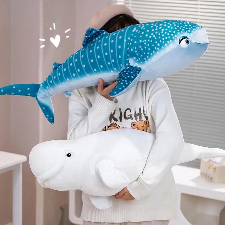 White Beluga Blue Whale Shark 75cm Plushies