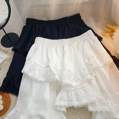 kawaiies-softtoys-plushies-kawaii-plush-White Black Irregular Layered Mini Skirt Apparel 