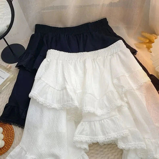 kawaiies-softtoys-plushies-kawaii-plush-White Black Irregular Layered Mini Skirt Apparel 