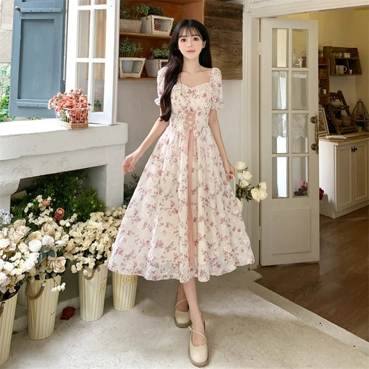 kawaiies-softtoys-plushies-kawaii-plush-White Pink Cottage Lace Milkmaid Dress Apparel 