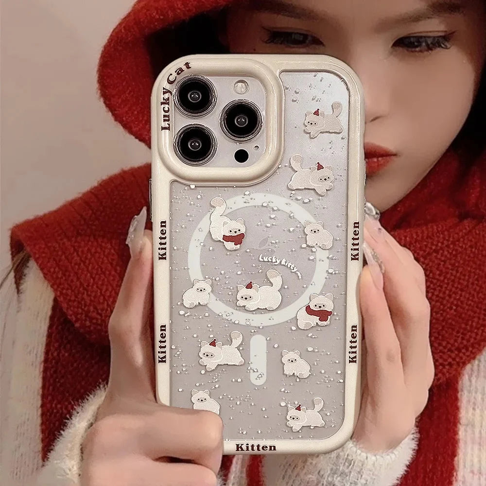 kawaiies-softtoys-plushies-kawaii-plush-Winter Snow Pearl Bear iPhone Case with Charm Accessories Magnetic Case Only iPhone 11 