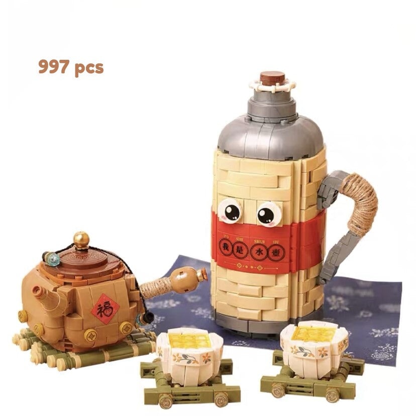 kawaiies-softtoys-plushies-kawaii-plush-Wonders of Asia Teatime Nano Building Set | NEW Build it Flask + Teapot 