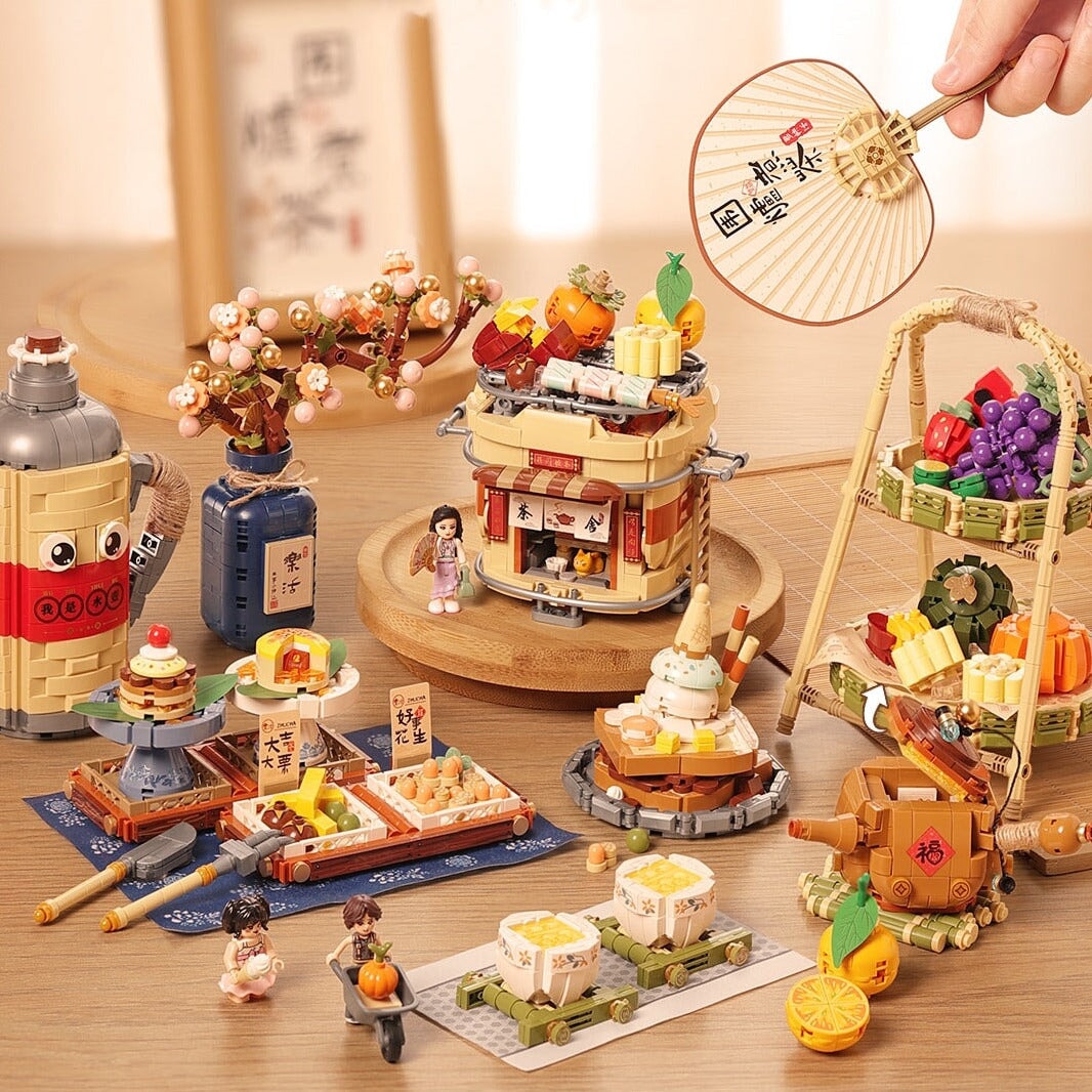 kawaiies-softtoys-plushies-kawaii-plush-Wonders of Asia Teatime Nano Building Set | NEW Build it Set of 4 Without Box 
