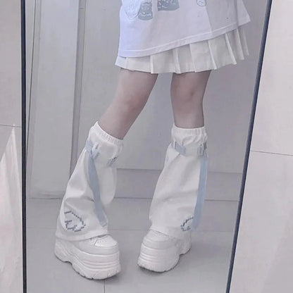 kawaiies-softtoys-plushies-kawaii-plush-Y2K Harajuku Blue Black White Buckle Leg Warmers Apparel 