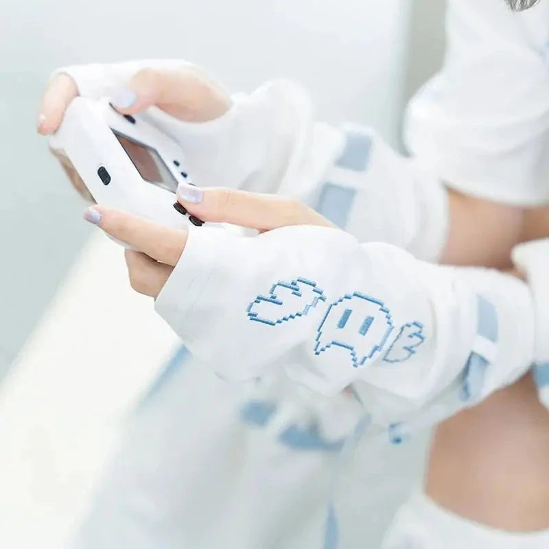 kawaiies-softtoys-plushies-kawaii-plush-Y2K Harajuku Blue Black White Buckle Leg Warmers Apparel 