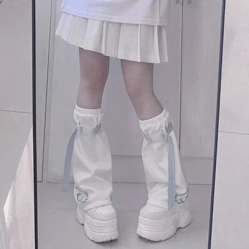 kawaiies-softtoys-plushies-kawaii-plush-Y2K Harajuku Blue Black White Buckle Leg Warmers Apparel 