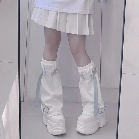 kawaiies-softtoys-plushies-kawaii-plush-Y2K Harajuku Blue Black White Buckle Leg Warmers Apparel 