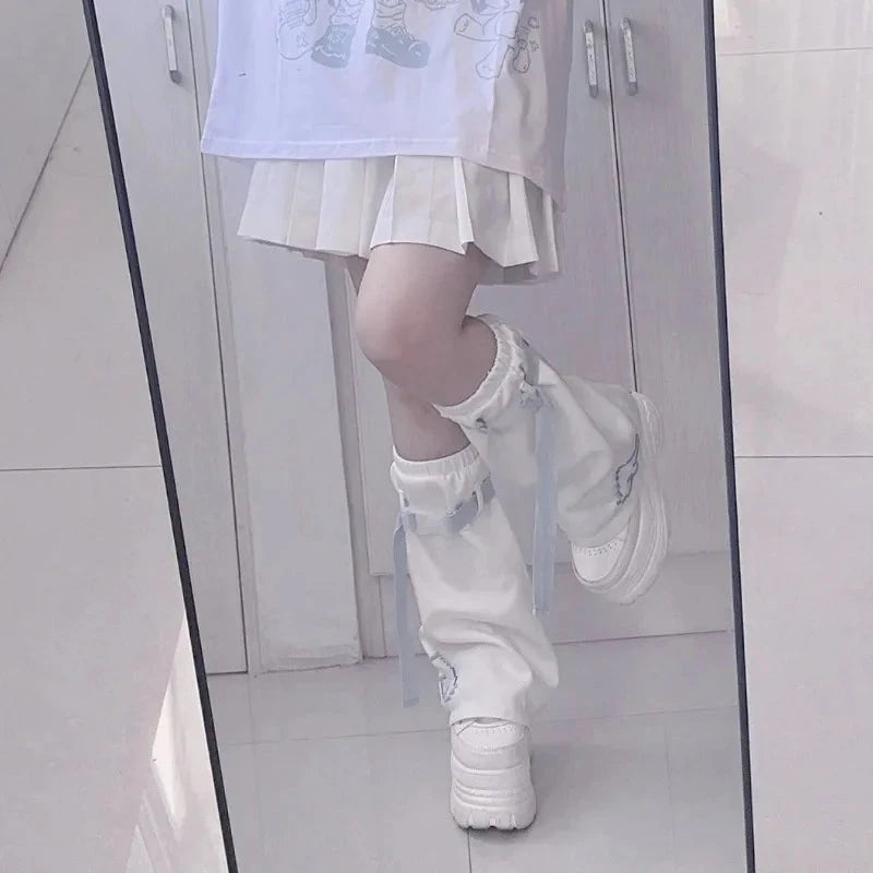 kawaiies-softtoys-plushies-kawaii-plush-Y2K Harajuku Blue Black White Buckle Leg Warmers Apparel 