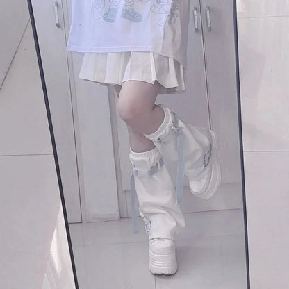kawaiies-softtoys-plushies-kawaii-plush-Y2K Harajuku Blue Black White Buckle Leg Warmers Apparel 