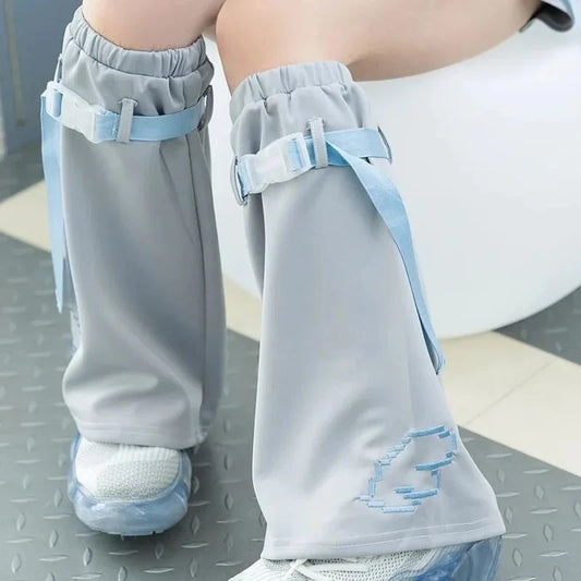 kawaiies-softtoys-plushies-kawaii-plush-Y2K Harajuku Blue Black White Buckle Leg Warmers Apparel Blue One Size 