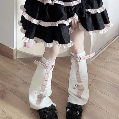 kawaiies-softtoys-plushies-kawaii-plush-Y2K Harajuku Spice Girls Black Pink Zipper Leg Warmers Apparel 