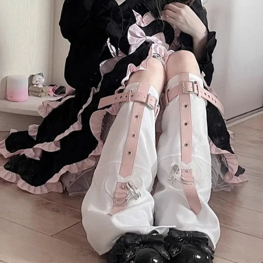 kawaiies-softtoys-plushies-kawaii-plush-Y2K Harajuku Spice Girls Black Pink Zipper Leg Warmers Apparel 