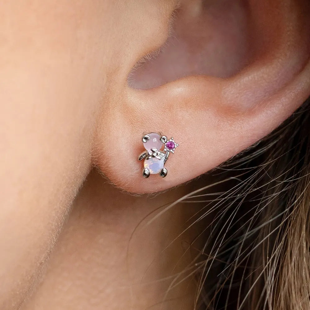 kawaiies-softtoys-plushies-kawaii-plush-Zircon Light Pink Round Gold-plated Earring Earrings 