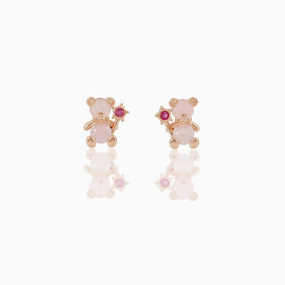 kawaiies-softtoys-plushies-kawaii-plush-Zircon Light Pink Round Gold-plated Earring Earrings Rose gold 