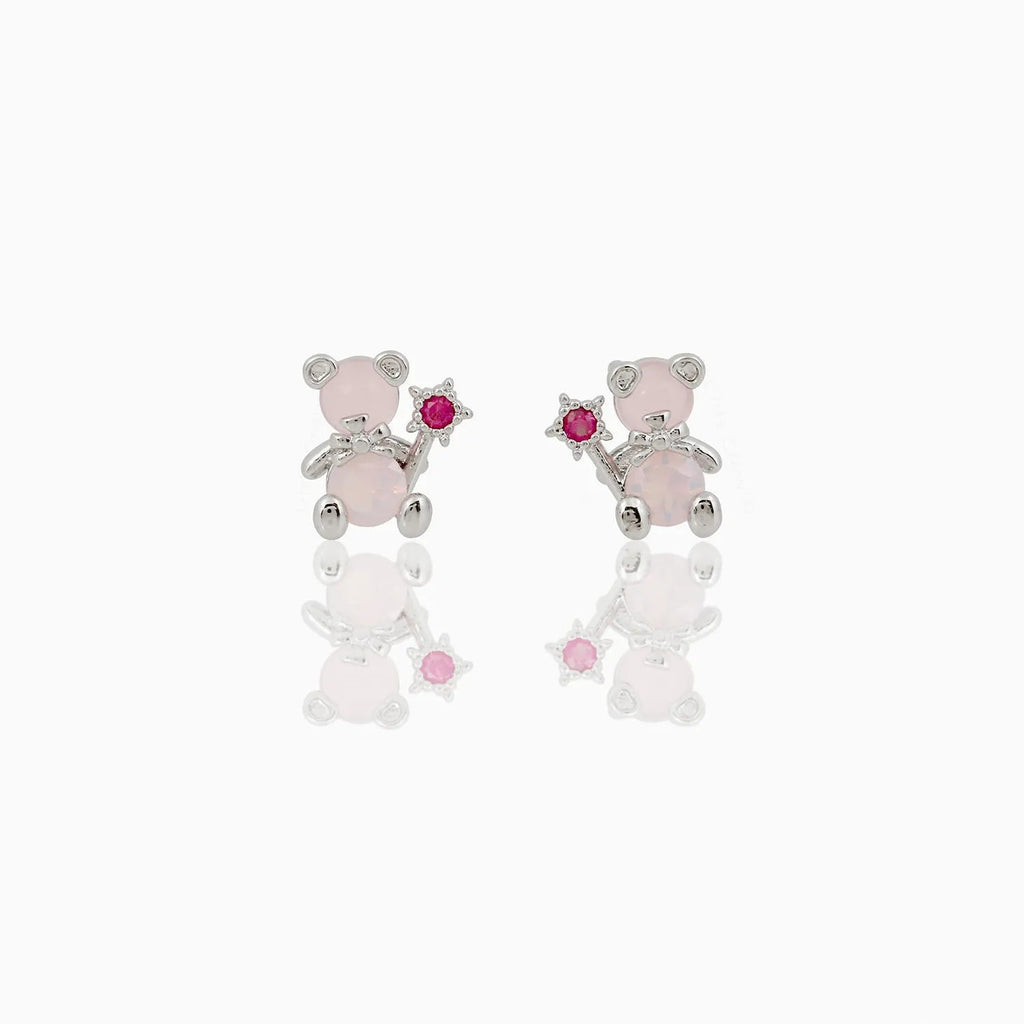 kawaiies-softtoys-plushies-kawaii-plush-Zircon Light Pink Round Gold-plated Earring Earrings Silver 