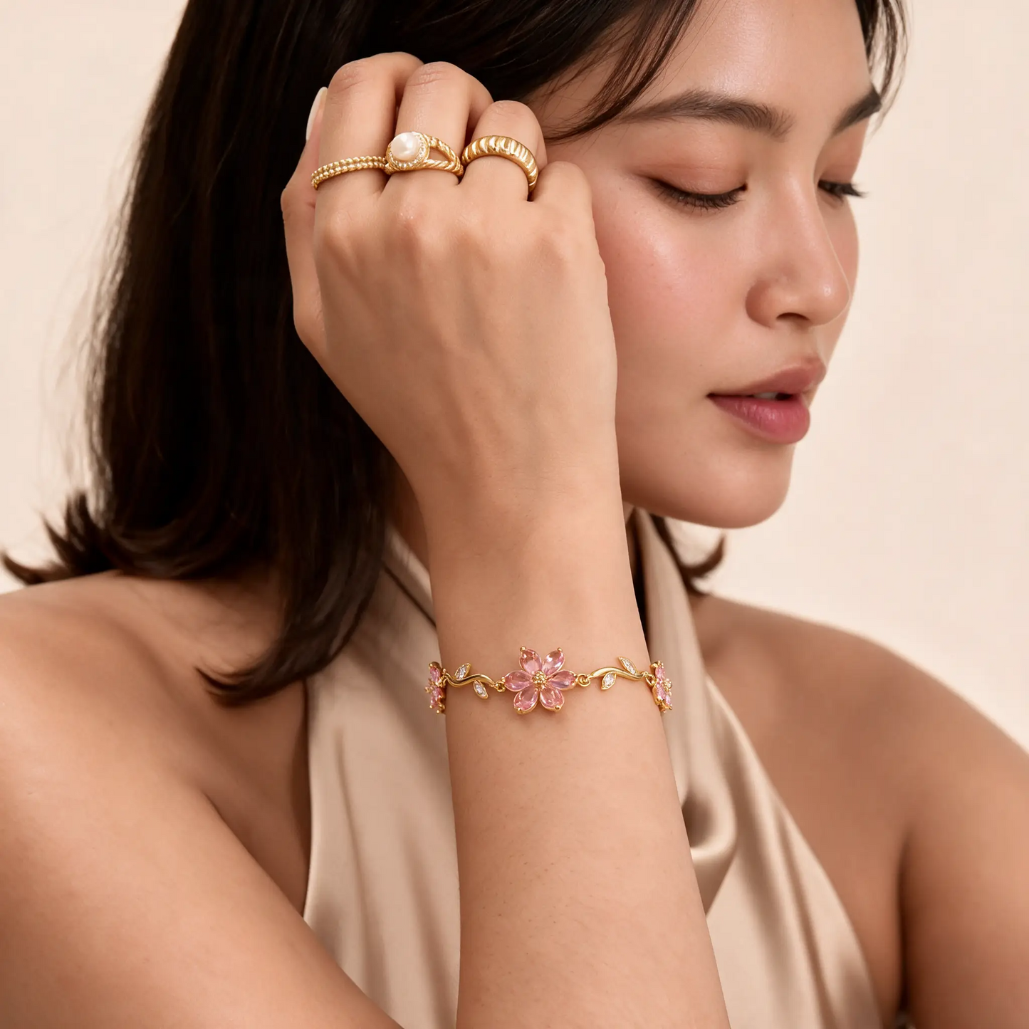 Sweetheart Blossom Floral Charm Bracelet