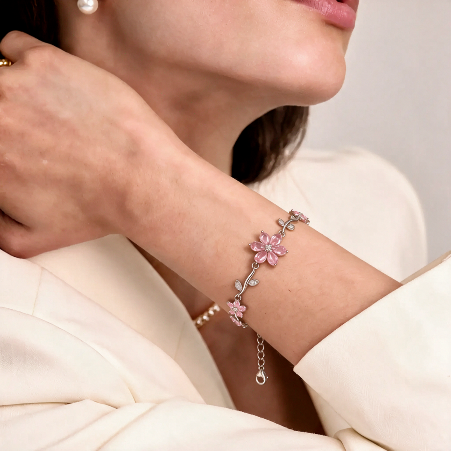 Sweetheart Blossom Floral Charm Bracelet