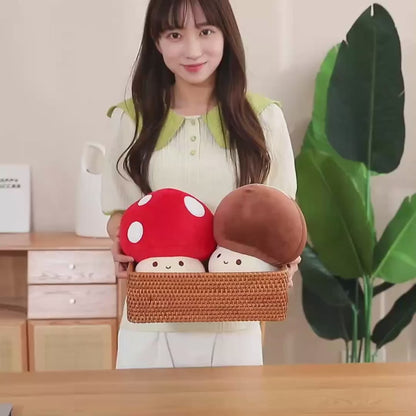 Kawaii Red Brown White Mushroom Plushie Family