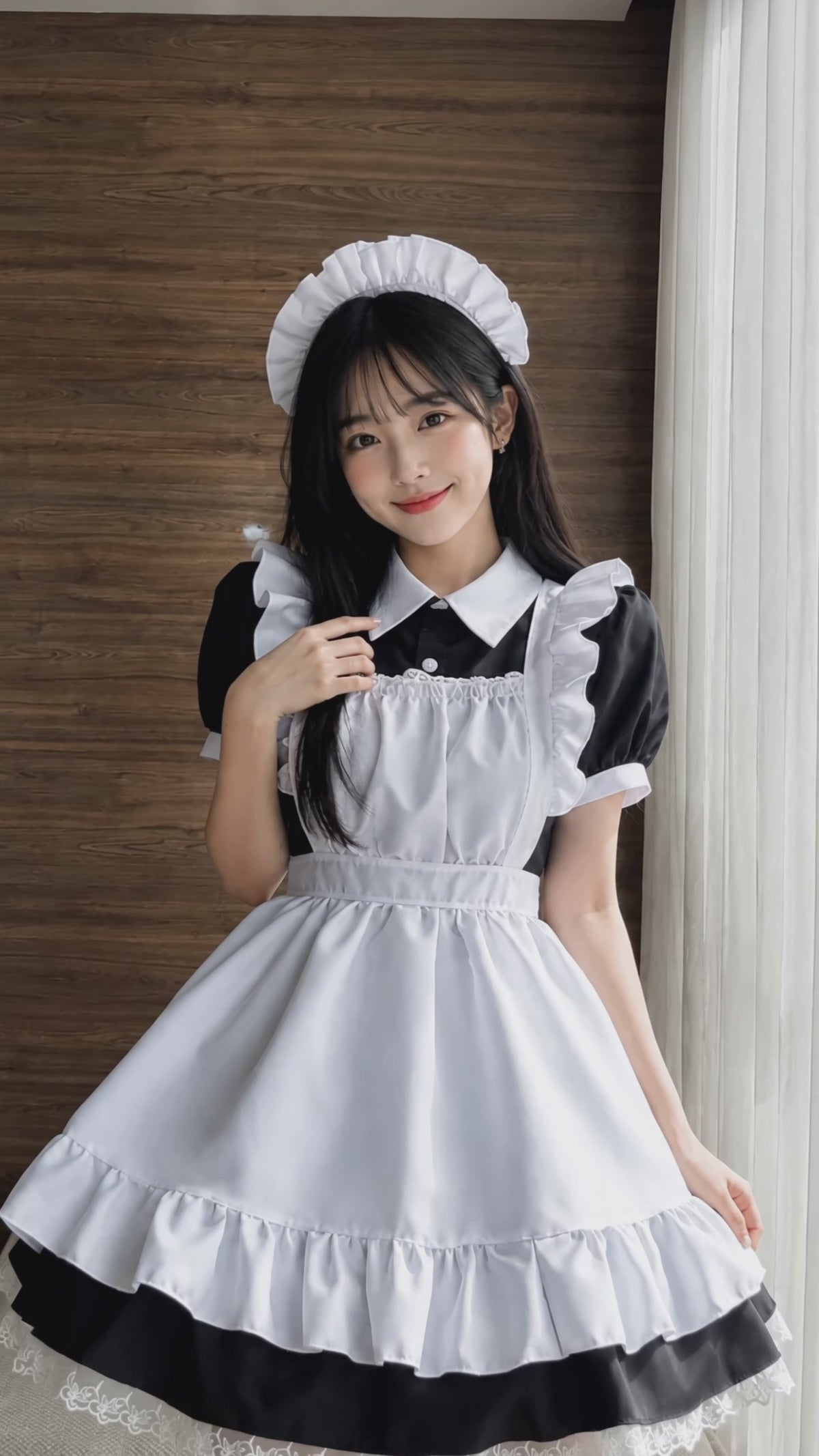 Black White Kawaii Lolita Maid Cosplay Women's Dress