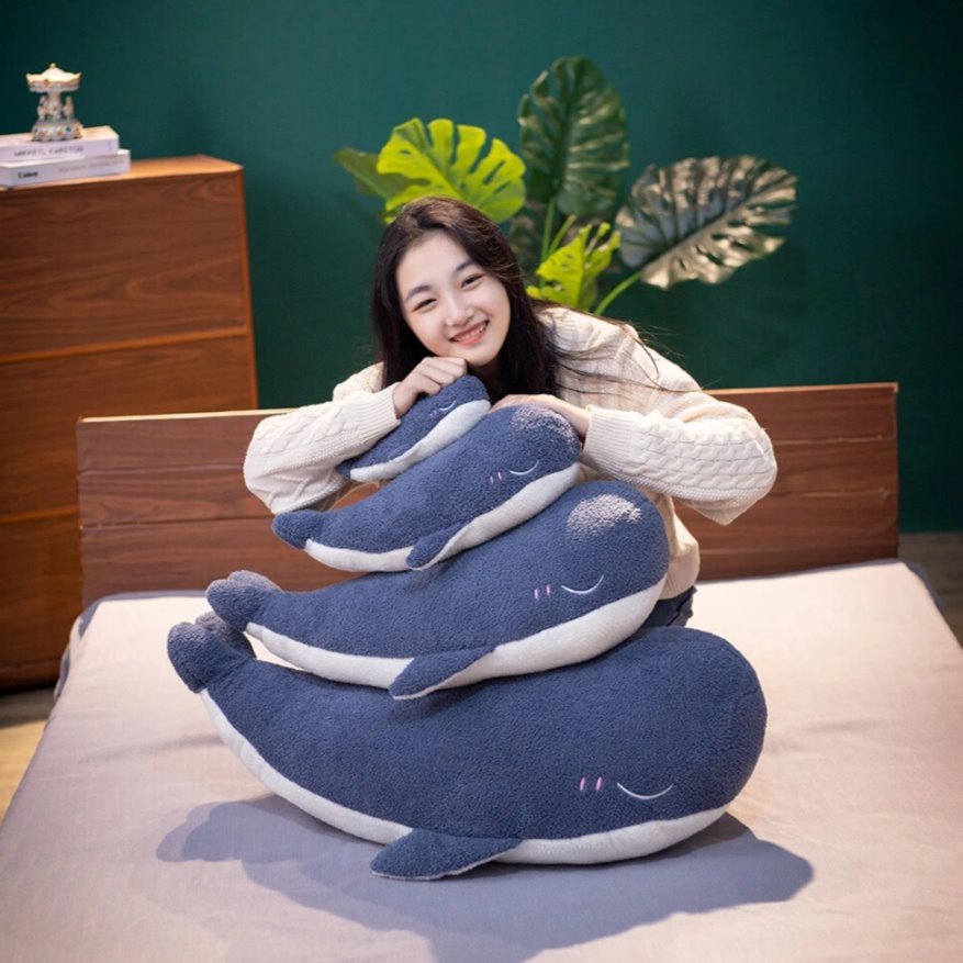 Adorable Fluffy Blue Whale Plushie - Kawaiies - Adorable - Cute - Plushies - Plush - Kawaii