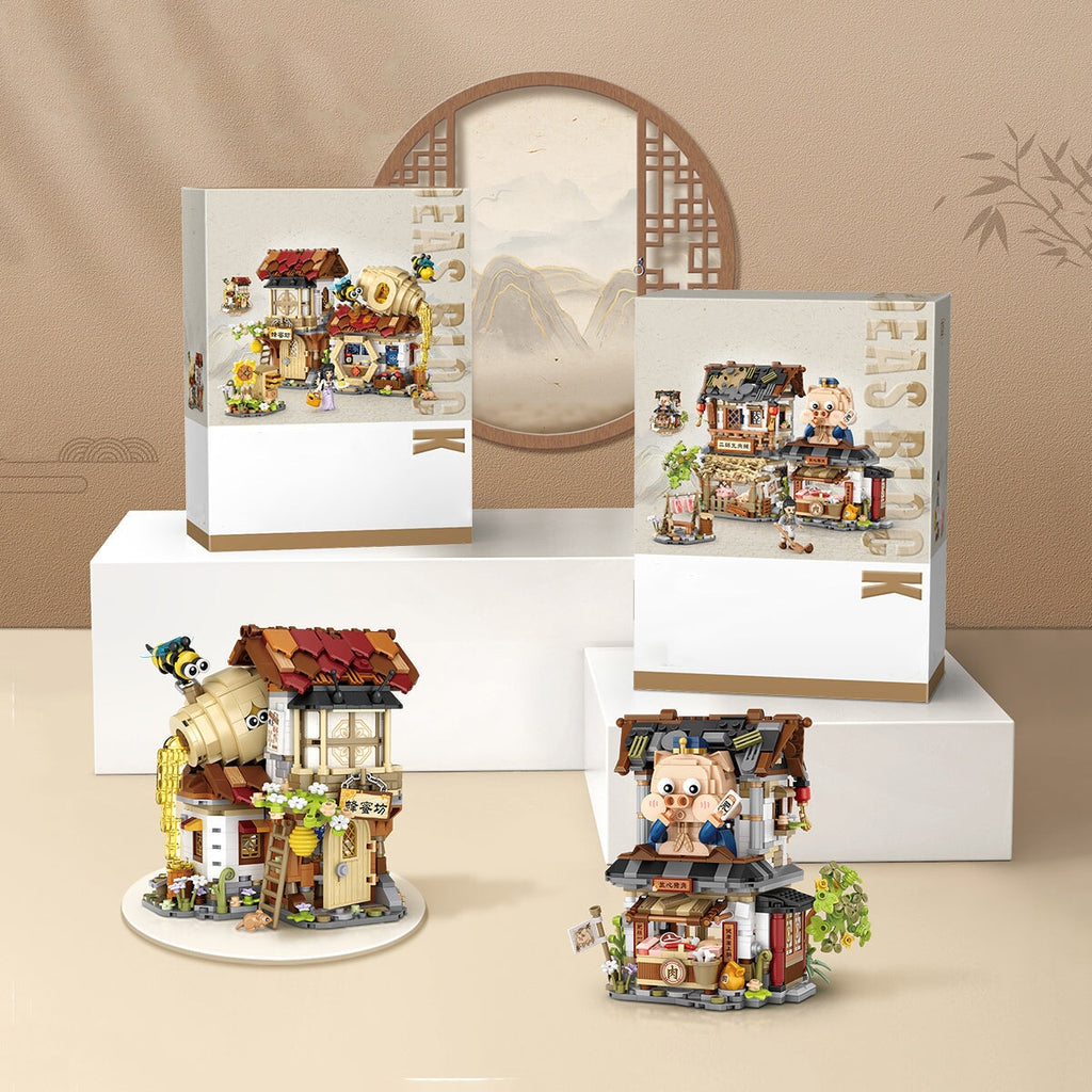 Ancient Honey Bee & Bacon Shops Micro Building Set Collection - Kawaiies - Adorable - Cute - Plushies - Plush - Kawaii