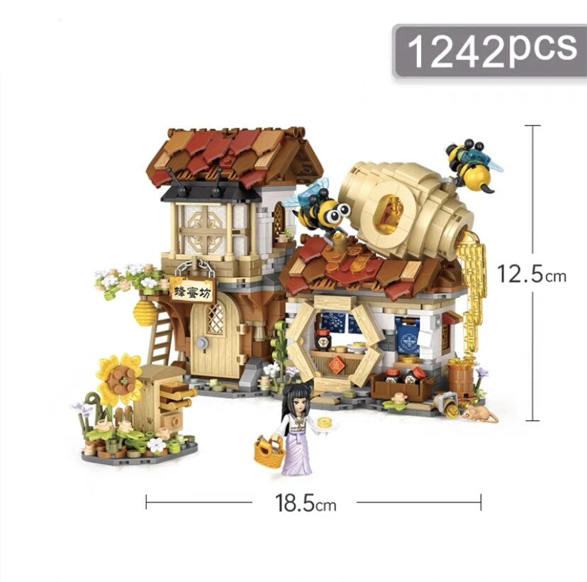 Ancient Honey Bee & Bacon Shops Micro Building Set Collection - Kawaiies - Adorable - Cute - Plushies - Plush - Kawaii