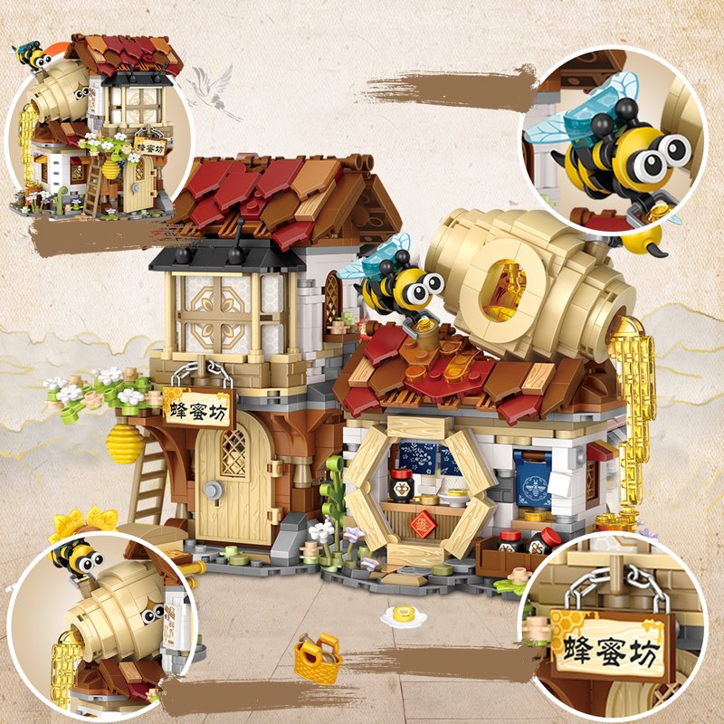 Ancient Honey Bee & Bacon Shops Micro Building Set Collection - Kawaiies - Adorable - Cute - Plushies - Plush - Kawaii