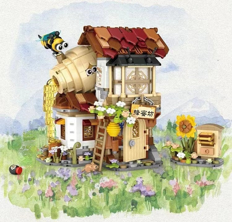 Ancient Honey Bee & Bacon Shops Micro Building Set Collection - Kawaiies - Adorable - Cute - Plushies - Plush - Kawaii