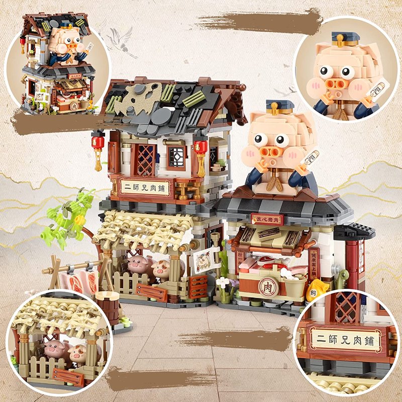 Ancient Honey Bee & Bacon Shops Micro Building Set Collection - Kawaiies - Adorable - Cute - Plushies - Plush - Kawaii