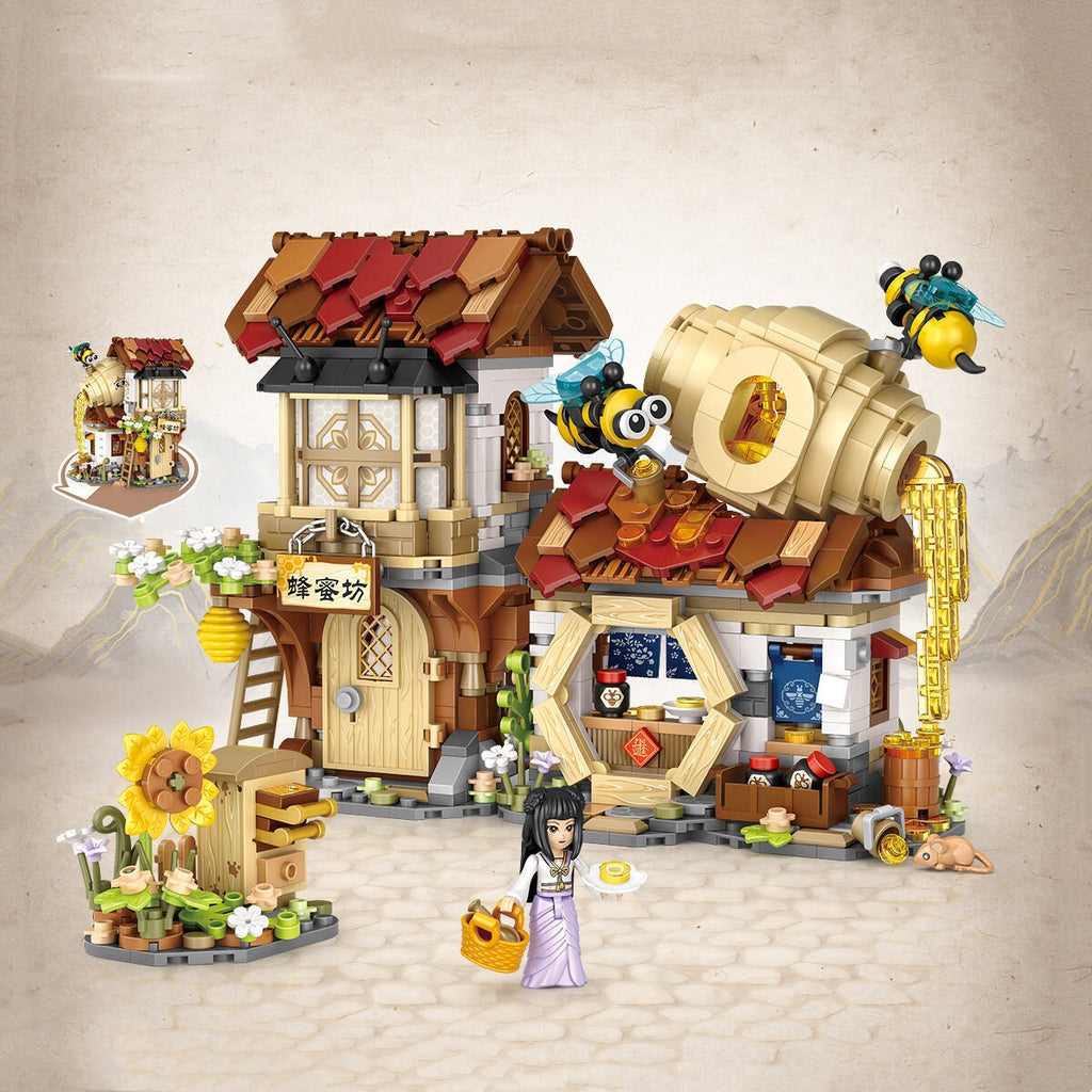 Ancient Honey Bee & Bacon Shops Micro Building Set Collection - Kawaiies - Adorable - Cute - Plushies - Plush - Kawaii