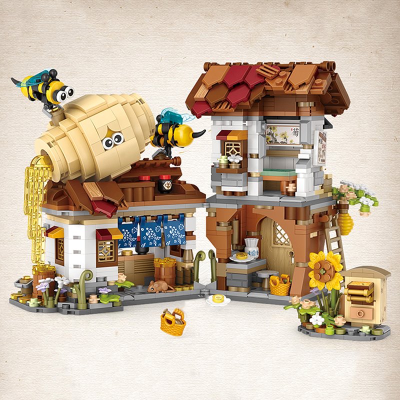 Ancient Honey Bee & Bacon Shops Micro Building Set Collection - Kawaiies - Adorable - Cute - Plushies - Plush - Kawaii