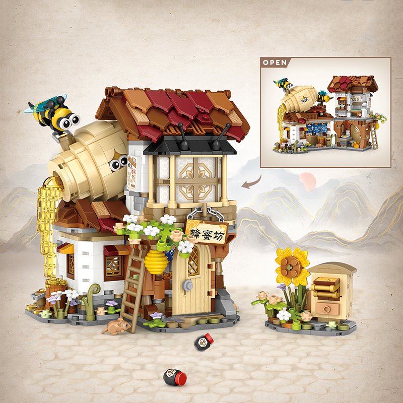 Ancient Honey Bee & Bacon Shops Micro Building Set Collection - Kawaiies - Adorable - Cute - Plushies - Plush - Kawaii