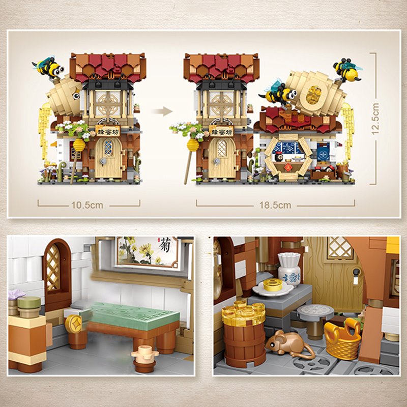 Ancient Honey Bee & Bacon Shops Micro Building Set Collection - Kawaiies - Adorable - Cute - Plushies - Plush - Kawaii