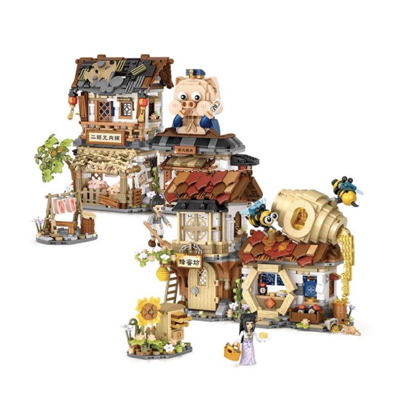 Ancient Honey Bee & Bacon Shops Micro Building Set Collection - Kawaiies - Adorable - Cute - Plushies - Plush - Kawaii