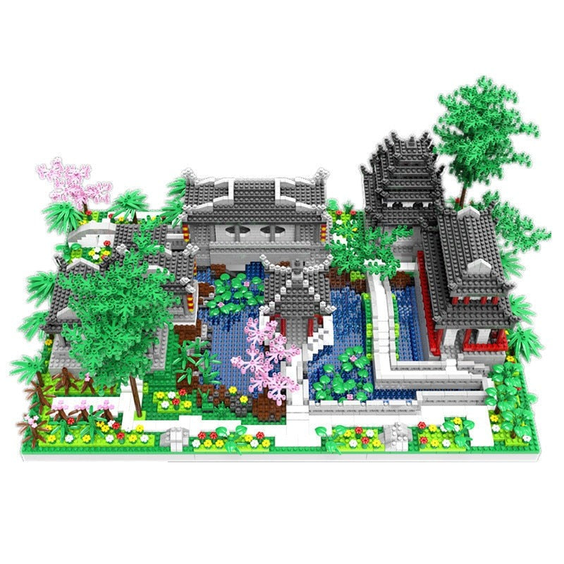 Ancient Pagoda Village with Lake Nano Building Blocks - Kawaiies - Adorable - Cute - Plushies - Plush - Kawaii