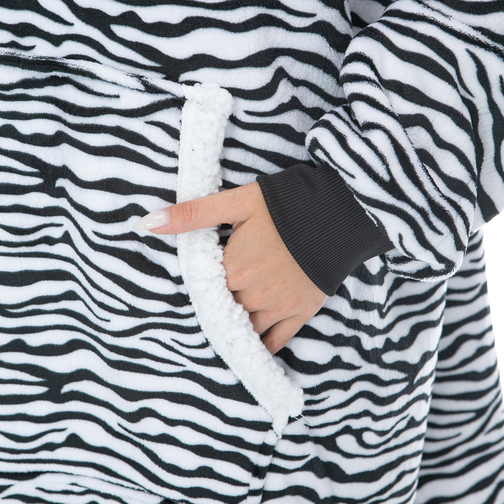Animal Kingdom Zebra Leopard Tiger Oversized Thick Blanket Hoodie - Kawaiies - Adorable - Cute - Plushies - Plush - Kawaii