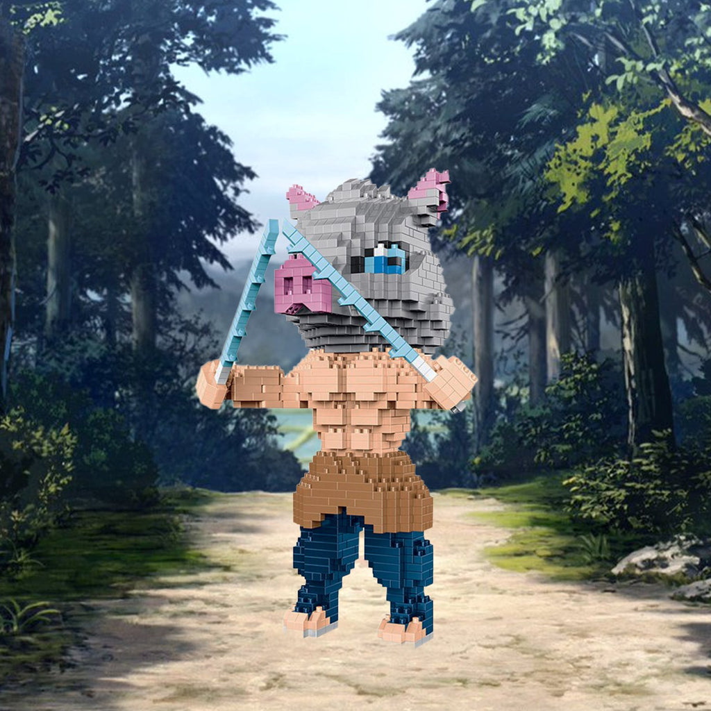 Anime Demon Slayer Inosuke Standing Boar Warrior Nano Building Blocks - Kawaiies - Adorable - Cute - Plushies - Plush - Kawaii