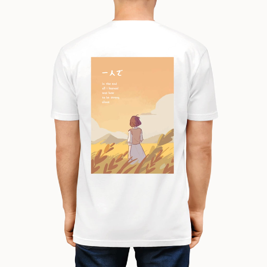 Anime Girl Alone Sunset Fields Unisex Kawaiies Tee - Kawaiies - Adorable - Cute - Plushies - Plush - Kawaii