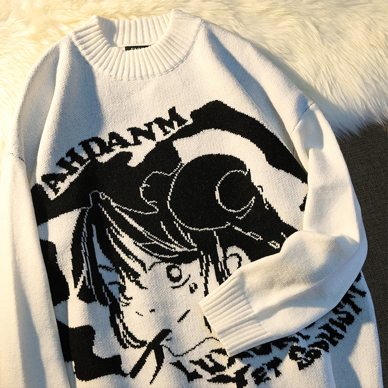 Anime Harajuku Girl Smoking Oversized Long Sleeve Sweatshirt - Kawaiies - Adorable - Cute - Plushies - Plush - Kawaii