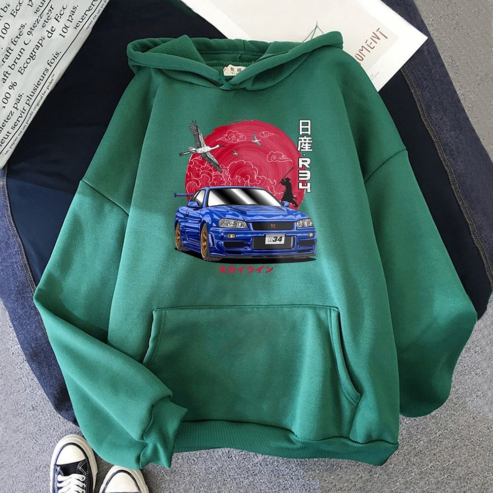 kawaiies-softtoys-plushies-kawaii-plush-Anime Initial D Hooded Sweatshirt Apparel Green S 
