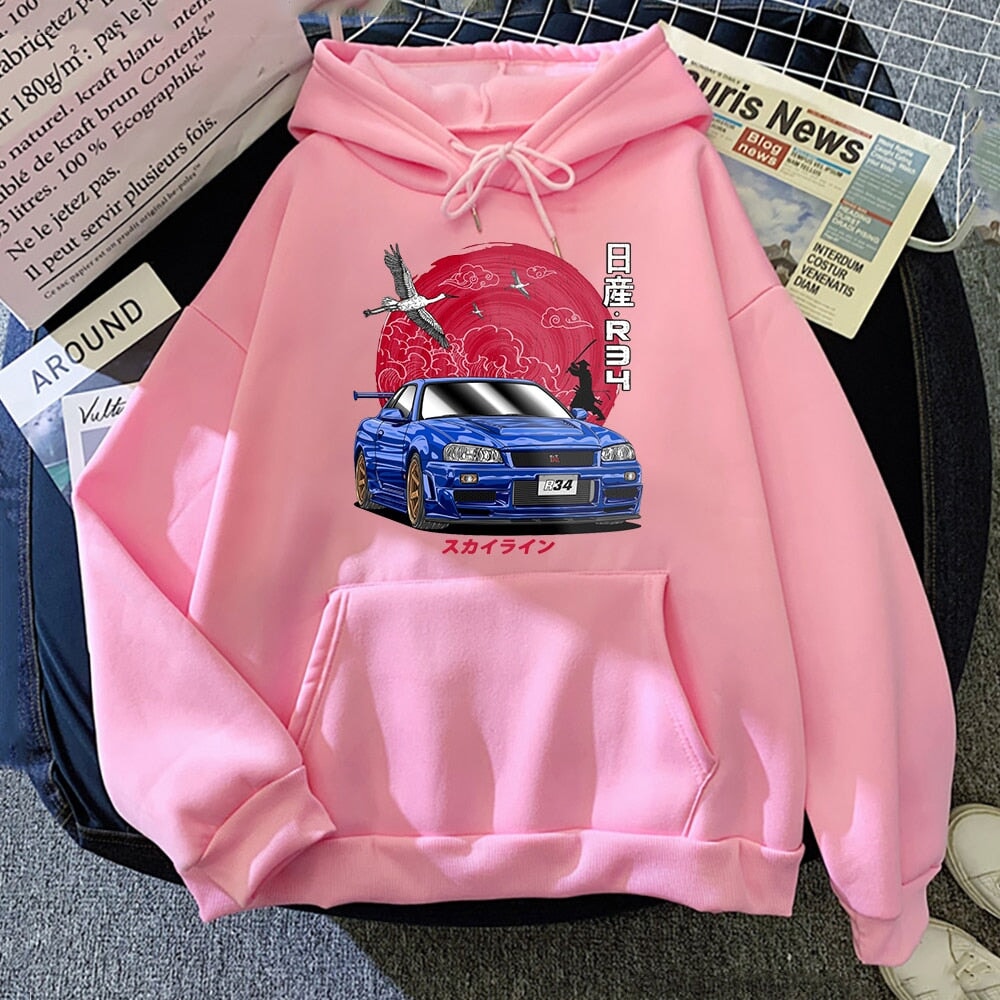 kawaiies-softtoys-plushies-kawaii-plush-Anime Initial D Hooded Sweatshirt Apparel Pink S 