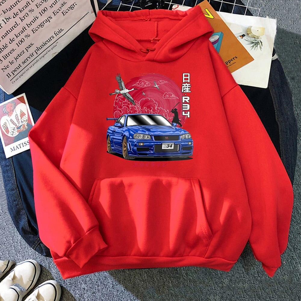 kawaiies-softtoys-plushies-kawaii-plush-Anime Initial D Hooded Sweatshirt Apparel Red S 